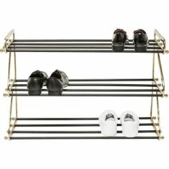 Kare Design Meubles D'entrée Et à Chaussures Porte-chaussures En Acier Et Aluminium 3 étages -Meubles d'appoint Soldes porte chaussures en acier et aluminium 3 etages 3