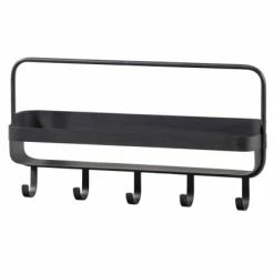 Woood Valets De Nuits Et Portants Porte Manteau 5 Crochets En Métal Noir