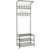 Tectake Meubles D'entrée Et à Chaussures Porte Manteau Avec 3 étagères à Chaussures Noir -Meubles d'appoint Soldes porte manteau avec 3 etageres a chaussures noir