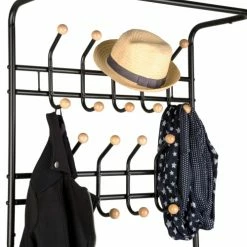 Tectake Meubles D'entrée Et à Chaussures Porte Manteau Avec 3 étagères à Chaussures Noir -Meubles d'appoint Soldes porte manteau avec 3 etageres a chaussures noir 5