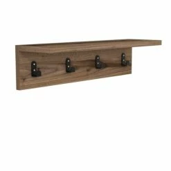 Toilinux Portemanteaux Et Patères Porte Manteau Avec 4 Accroches L.60 Cm Marron