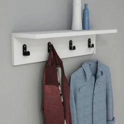 Toilinux Portemanteaux Et Patères Porte Manteau Blanc -Meubles d'appoint Soldes porte manteau blanc 2