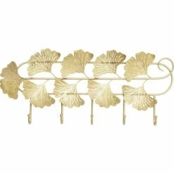 Kare Design Portemanteaux Et Patères Porte-manteau Feuilles De Ginkgo En Acier Doré L72