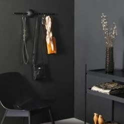 WOUD Portemanteaux Et Patères Porte-manteau Mural Chêne Noir -Meubles d'appoint Soldes porte manteau mural chene noir 2