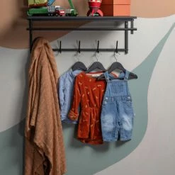 Woood Portemanteaux Et Patères Porte-manteaux 5 Crochets En Métal Noir -Meubles d'appoint Soldes porte manteaux 5 crochets en metal noir 5