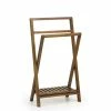 MOYCOR Valets De Nuits Et Portants Porte-serviettes Pliant En Bois Marron -Meubles d'appoint Soldes porte serviettes pliant en bois marron