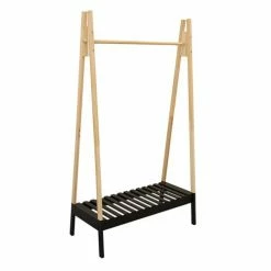 Altobuy Valets De Nuits Et Portants Porte-Vêtements Design Noir Et Bois -Meubles d'appoint Soldes porte vetements design noir et bois 2