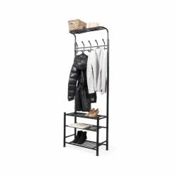 Compactor Valets De Nuits Et Portants Porte Vêtements En Métal Noir H191cm -Meubles d'appoint Soldes porte vetements en metal noir h191cm 1