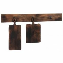 LANADECO Portemanteaux Et Patères Portemanteau 3 Crochets Bois Marron Foncé L100,5cm -Meubles d'appoint Soldes portemanteau 3 crochets bois marron fonce l100 5cm 1