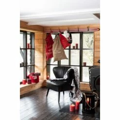 LANADECO Portemanteaux Et Patères Portemanteau 5 Crochets Bois Rouge/blanc L170cm -Meubles d'appoint Soldes portemanteau 5 crochets bois rouge blanc l170cm 2