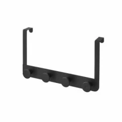 Wadiga Portemanteaux Et Patères Portemanteau De Porte 4 Crochets En Métal Et ABS Noir 35x8,5x20cm -Meubles d'appoint Soldes portemanteau de porte 4 crochets en metal et abs noir 35x8 5x20cm 4