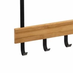 Five Simply Smart Portemanteaux Et Patères Portemanteau De Porte En Bambou Et Métal Noir - 40x2x29.8cm -Meubles d'appoint Soldes portemanteau de porte en bambou et metal noir 40x2x29 8cm 1