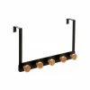 Wadiga Portemanteaux Et Patères Portemanteau De Porte En Métal Noir Et 5 Crochets En Bambou -Meubles d'appoint Soldes portemanteau de porte en metal noir et 5 crochets en bambou