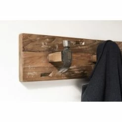 MACABANE Portemanteaux Et Patères Portemanteau Mural 3 Crochets En Teck Recyclé Et Métal -Meubles d'appoint Soldes portemanteau mural 3 crochets en teck recycle et metal 2