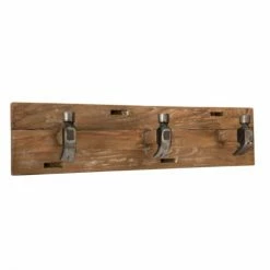 MACABANE Portemanteaux Et Patères Portemanteau Mural 3 Crochets En Teck Recyclé Et Métal