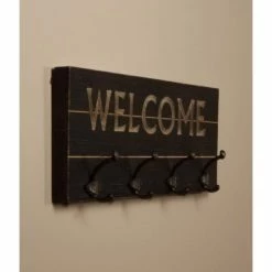 Wadiga Portemanteaux Et Patères Portemanteau Mural Bois Noir 4 Accroches L61cm -Meubles d'appoint Soldes portemanteau mural bois noir 4 accroches l61cm 1