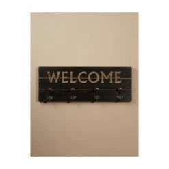 Wadiga Portemanteaux Et Patères Portemanteau Mural Bois Noir 4 Accroches L61cm -Meubles d'appoint Soldes portemanteau mural bois noir 4 accroches l61cm 2