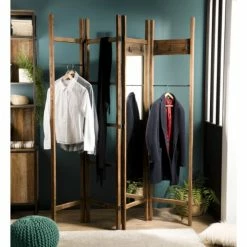 Meubles d'appoint Soldes -Meubles d'appoint Soldes portemanteau pliable 4 ventaux en teck recycle 1