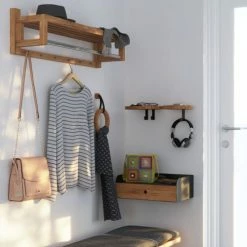 WOODEK Portemanteaux Et Patères Portemanteaux Mural Avec 1 Patère En Chêne Massif Huilé -Meubles d'appoint Soldes portemanteaux mural avec 1 patere en chene massif huile 4