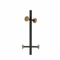 Wadiga Portemanteaux Et Patères Portemanteaux Sur Pied Métal Noir Et Accroches En Bois -Meubles d'appoint Soldes portemanteaux sur pied metal noir et accroches en bois 1
