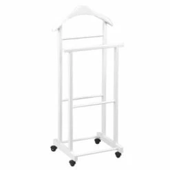 Altobuy Valets De Nuits Et Portants Valet De Nuit Sur Roulettes -Meubles d'appoint Soldes valet de nuit blanc sur roulettes 4