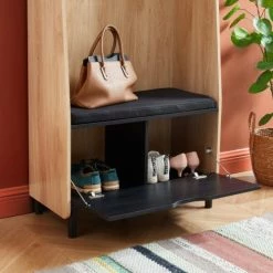 Baita Meubles D'entrée Et à Chaussures Vestiaire D'entrée Effet Chêne Et Gris H185cm Bois Clair Et Gris -Meubles d'appoint Soldes vestiaire d entree effet chene et gris h185cm bois clair et gris 4