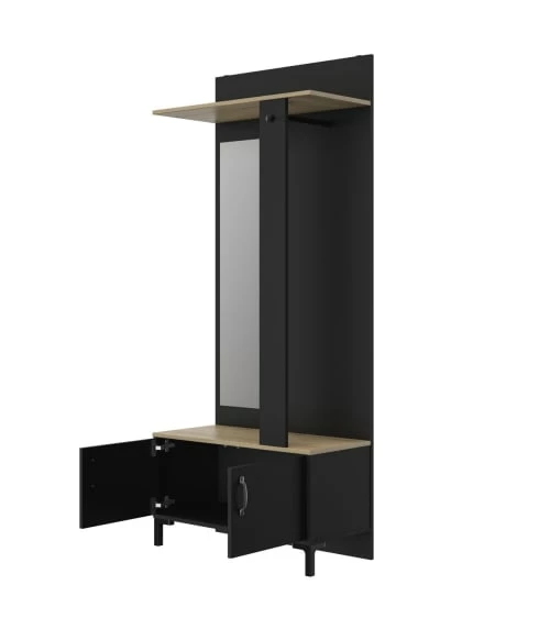 Calicosy Meubles D'entrée Et à Chaussures Vestiaire D'entrée Noir 2 Portes Et Un Miroir 8 Calicosy Meubles D'entrée Et à Chaussures Vestiaire D'entrée Noir 2 Portes Et Un Miroir – Image 6