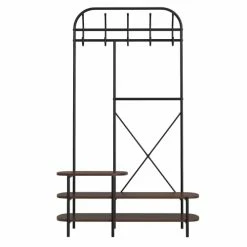 Nordlys Portemanteaux Et Patères Vestiaire D'entrée Style Industriel Avec Plateaux En Bois Marron
