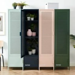 Nouveaux produits -Meubles d'appoint Soldes vestiaire metal vert olive h180cm 1